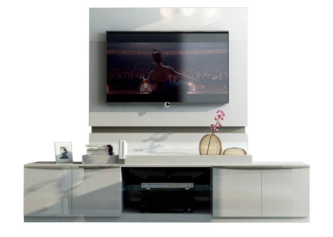 ESF Furniture Granada TV Base with Panel in White - galleria furniture outlet