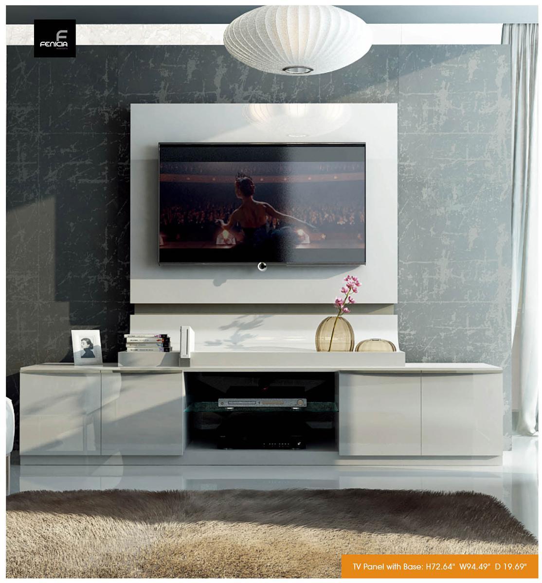 ESF Furniture Granada TV Base with Panel in White - galleria furniture outlet
