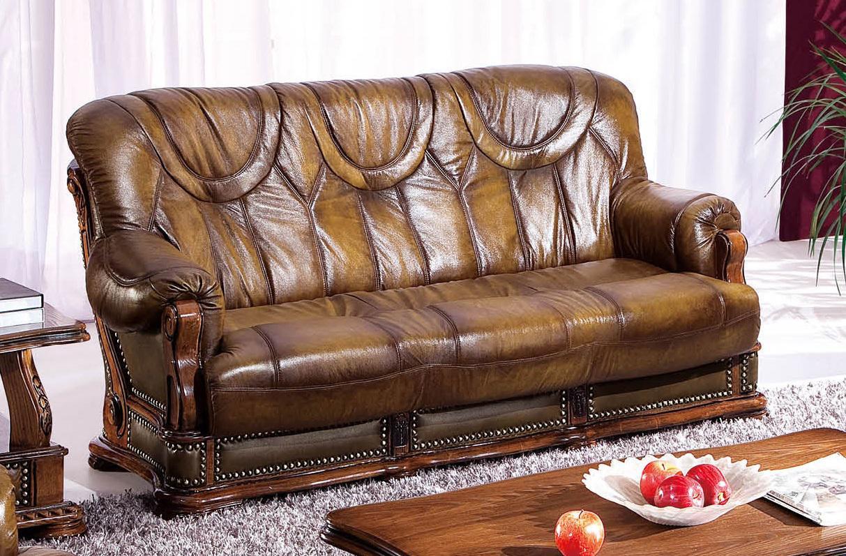ESF Furniture Oakman Sofa w/ Sleeper in Rich Brown - galleria furniture outlet