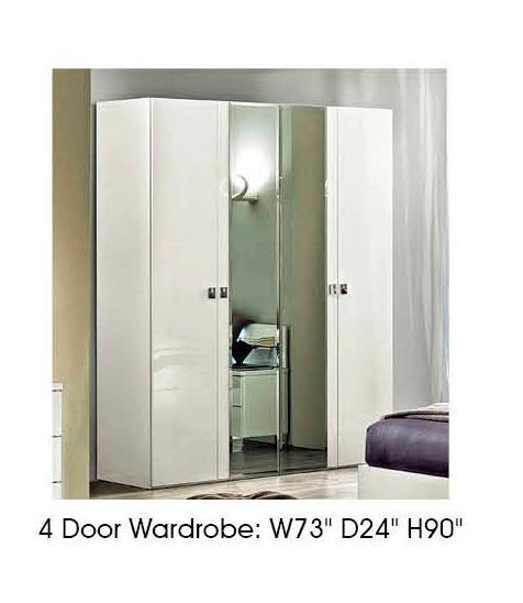 ESF Furniture Onda 4 Door Wardrobe in White - galleria furniture outlet