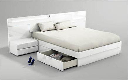 ESF Furniture Sara King Platform with Storage Bed in White - galleria furniture outlet