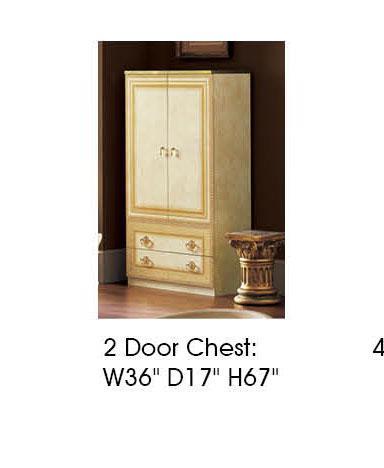 ESF Furniture Aida 2 Door Wardrobe in Ivory w/ Gold - galleria furniture outlet