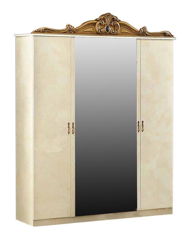 ESF Furniture Barocco 4-Door Wardrobe in Ivory w/ Gold - galleria furniture outlet