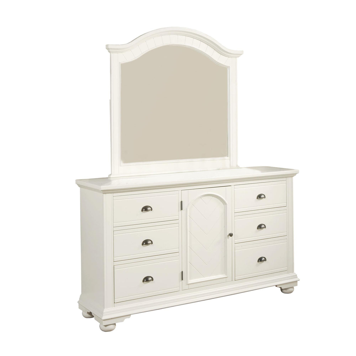 Brookpine White Dresser & Mirror Set