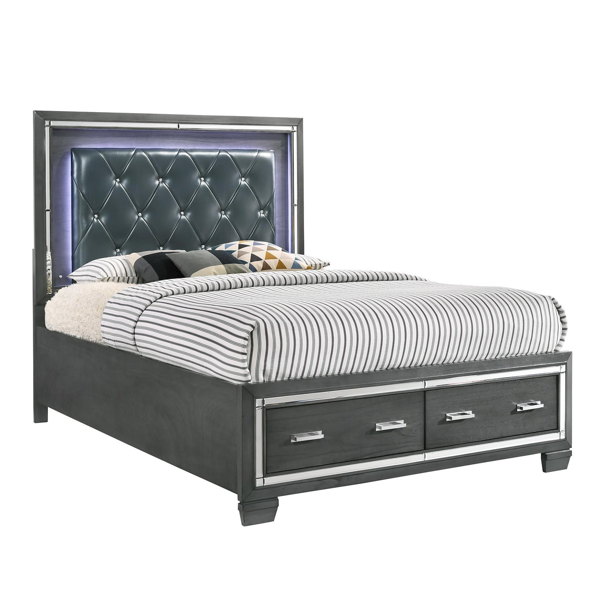 Titanium Queen Tufted Upholstered Storage Bed