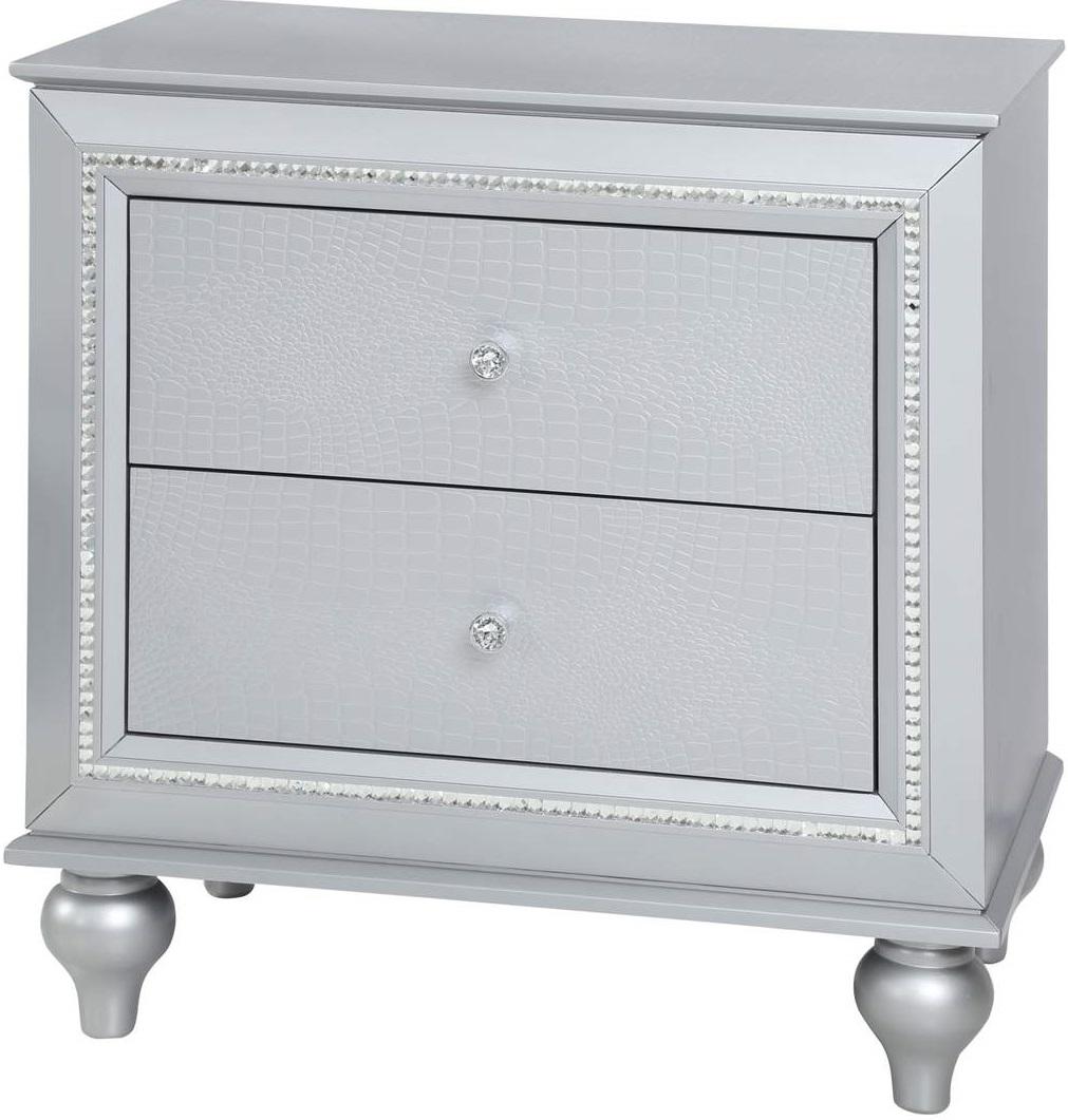 Galaxy Home Amber 2 Drawer Nightstand in Silver GHF-808857994028