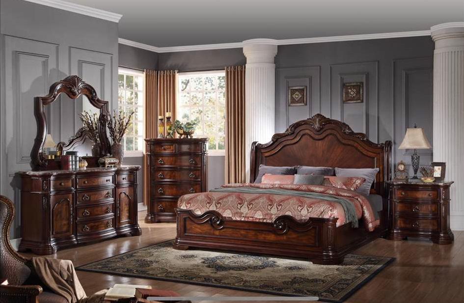 Galaxy Home Bombay King Panel Bed in Warm Cherry GHF-808857896520 - galleria furniture outlet