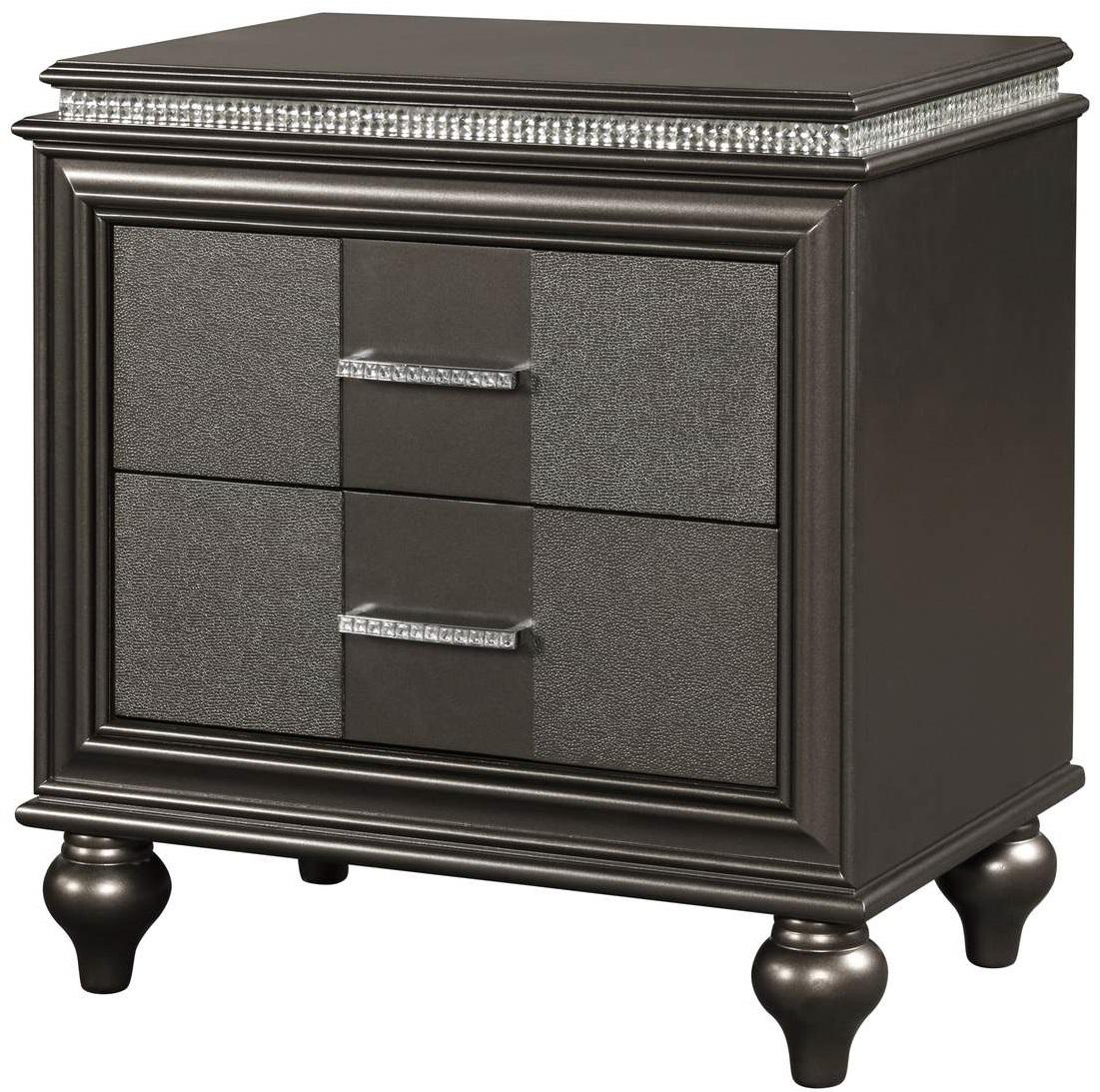 Galaxy Home Ginger 2 Drawer Nightstand in Gunmetal Copper GHF-808857952981