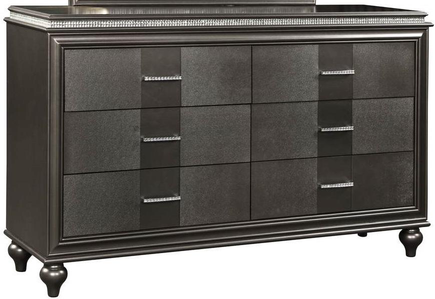 Galaxy Home Ginger 6 Drawer Dresser in Gunmetal Copper GHF-808857763143