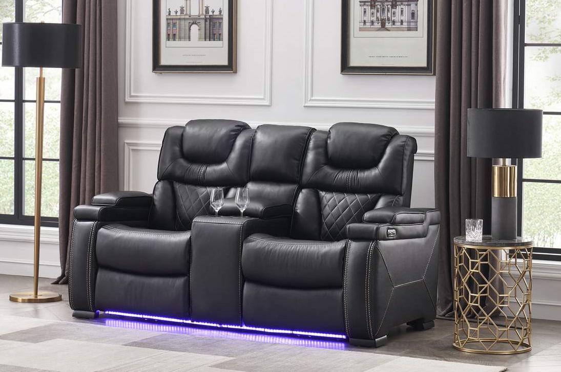 Galaxy Home Lexus Power Reclining Loveseat in Black GHF-808857839275 - galleria furniture outlet
