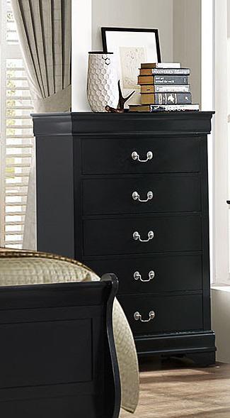 Galaxy Home Louis Phillipe 5 Drawer Chest in Black GHF-808857764218 - galleria furniture outlet