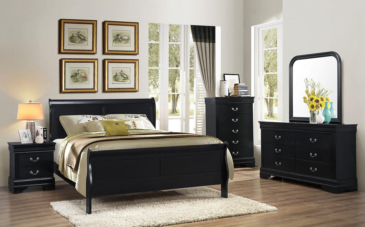Galaxy Home Louis Phillipe 5 Drawer Chest in Black GHF-808857764218 - galleria furniture outlet