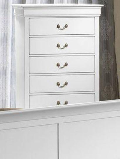 Galaxy Home Louis Phillipe 5 Drawer Chest in White GHF-808857597380