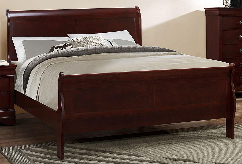 Galaxy Home Louis Phillipe Full Sleigh Bed in Cherry GHF-808857773562 - galleria furniture outlet