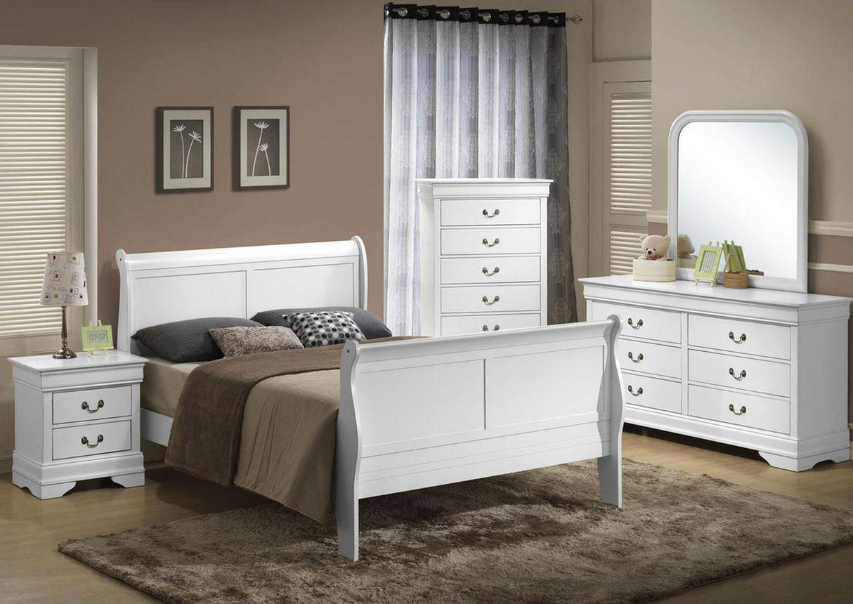 Galaxy Home Louis Phillipe Queen Sleigh Bed in White GHF-808857702258 - galleria furniture outlet