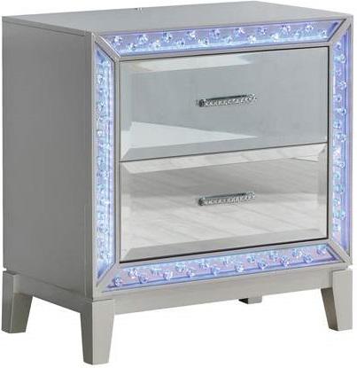 Galaxy Home Luxury 2 Drawer Nightstand in Silver GHF-808857956637 - galleria furniture outlet