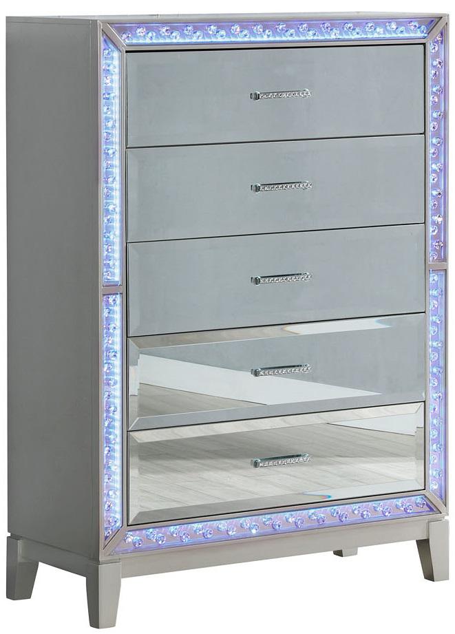 Galaxy Home Luxury 5 Drawer Chest in Silver GHF-808857551696