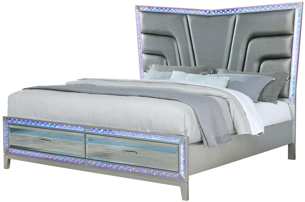 Galaxy Home Luxury Queen Storage Bed in Silver GHF-808857739247