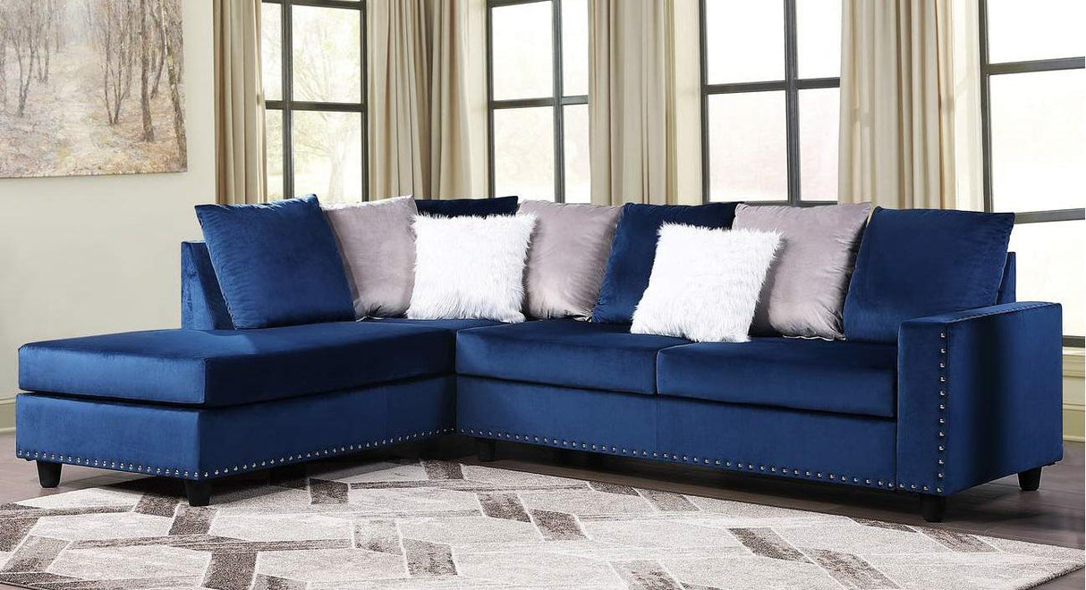 Galaxy Home Martha Reversible Sectional Sofa in Navy GHF-808857614056