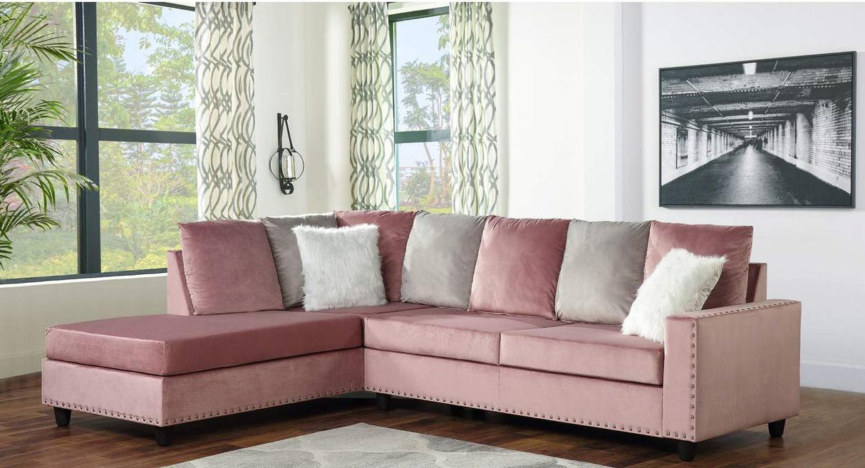 Galaxy Home Martha Reversible Sectional Sofa in Pink GHF-808857602206