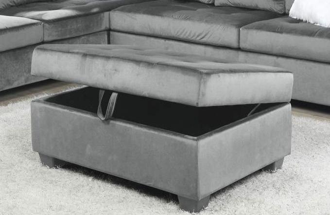 Galaxy Home Omega Storage Ottoman in Gray GHF-808857603593