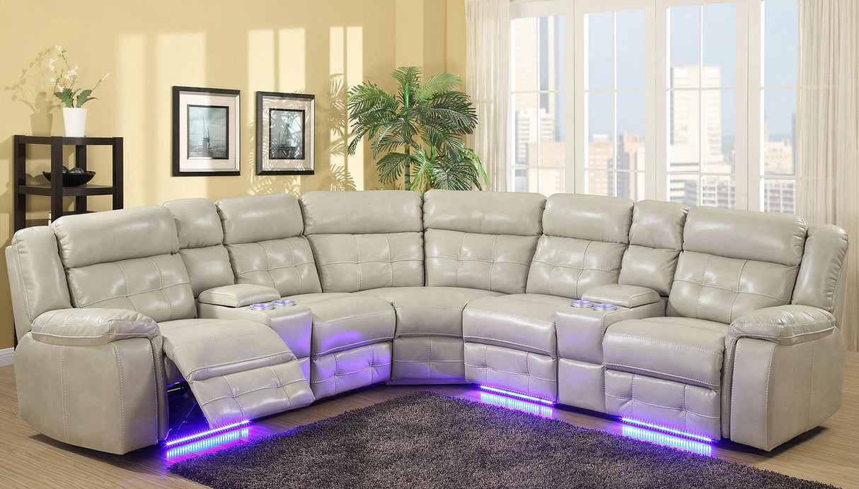 Galaxy Home Power Reclining Sectional in Beige GHF-808857706737 - galleria furniture outlet