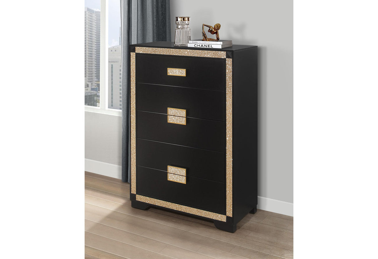 BLAKE BLACK/GOLD CHEST - galleria furniture outlet