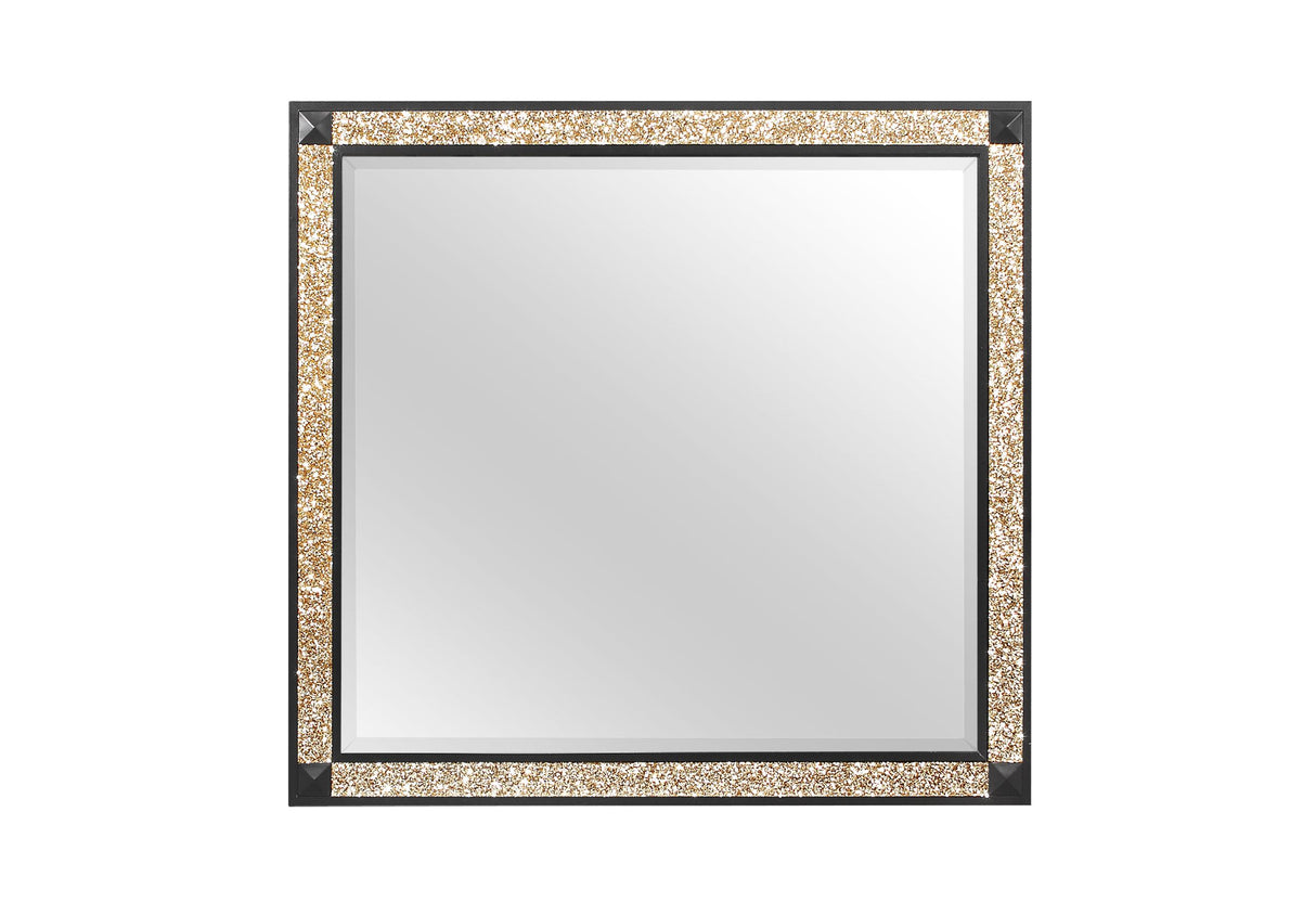 BLAKE BLACK/GOLD MIRROR - galleria furniture outlet