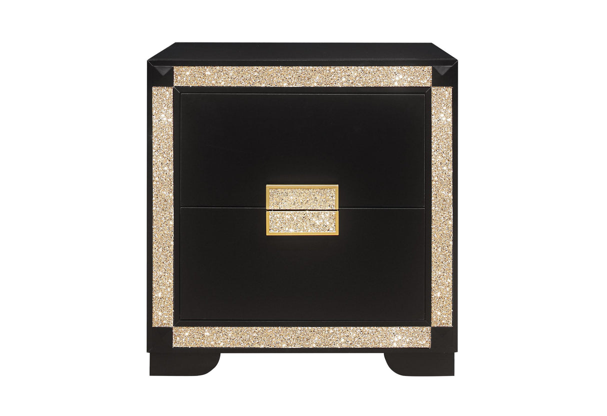 BLAKE BLACK/GOLD NIGHTSTAND - galleria furniture outlet