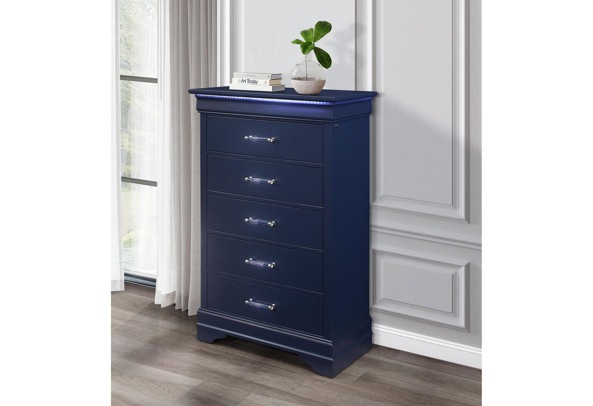 CHARLIE BLUE CHEST WITH LED - galleria furniture outlet
