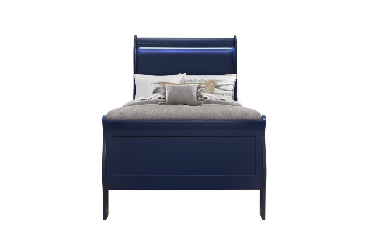 CHARLIE BLUE TWIN BED WITH LED - galleria furniture outlet