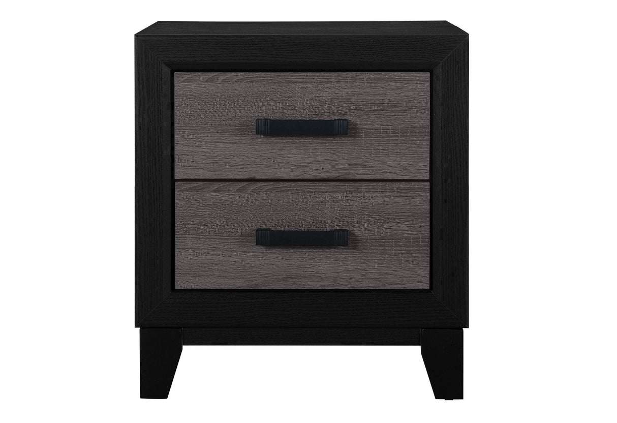 LISBON GREY AND BLACK NIGHTSTAND - galleria furniture outlet