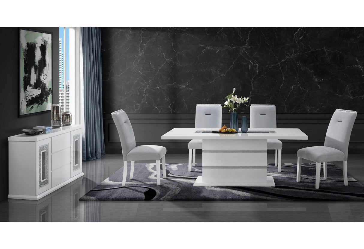 MONACO WHITE DINING TABLE + MONACO DINING CHAIR - galleria furniture outlet