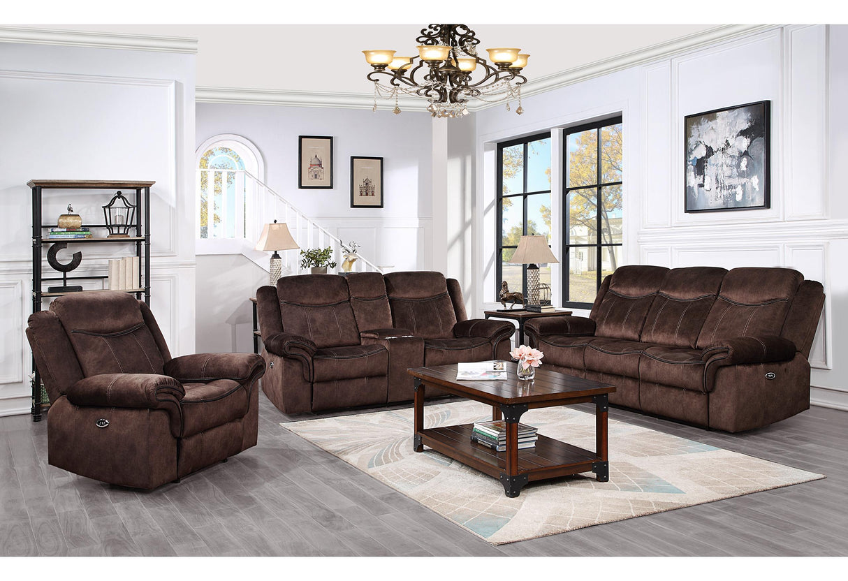 U2200 DOMINO COFFEE POWER RECLINING SOFA/POWER CONSOLE RECLINING LOVESEAT WITH POWER SWITCH/POWER RECLINER - galleria furniture outlet