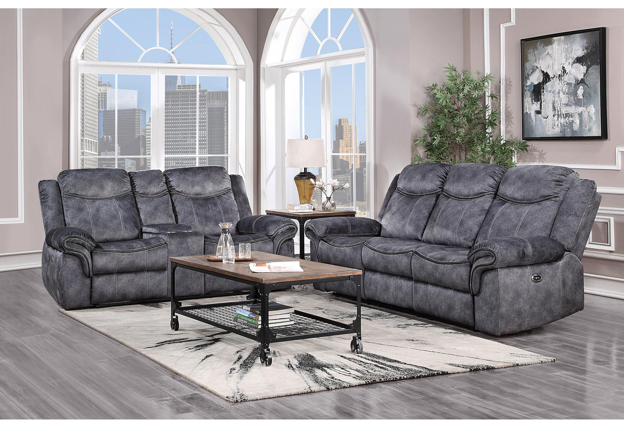 U2200 DOMINO GRANITE POWER RECLINING SOFA/POWER CONSOLE RECLINING LOVESEAT WITH POWER SWITCH/POWER RECLINER - galleria furniture outlet