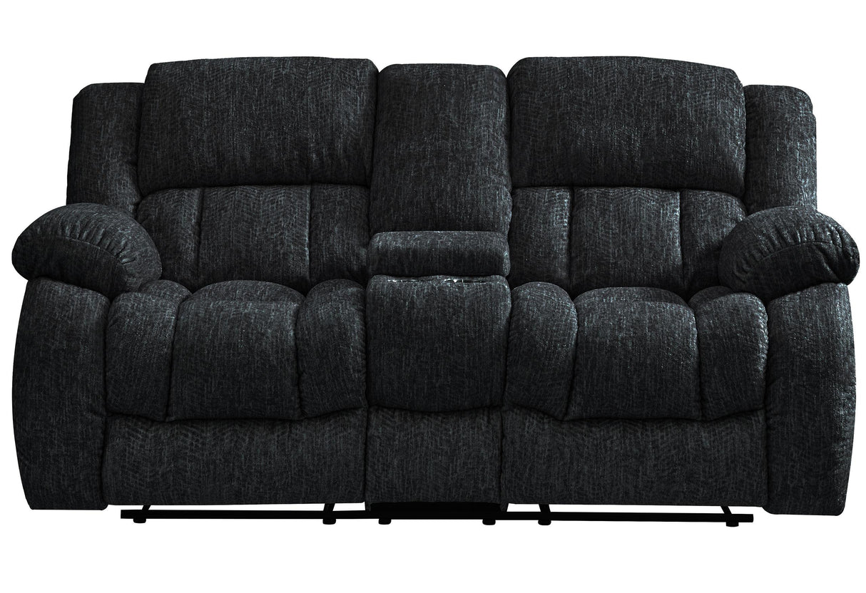 U250 EBONY CONSOLE RECLINING LOVESEAT - galleria furniture outlet
