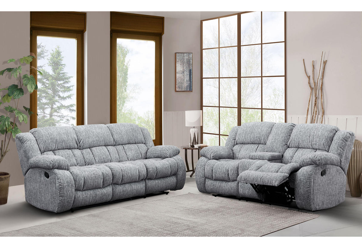 U250 GREY RECLINING SOFA/CONSOLE RECLINING LOVESEAT - galleria furniture outlet