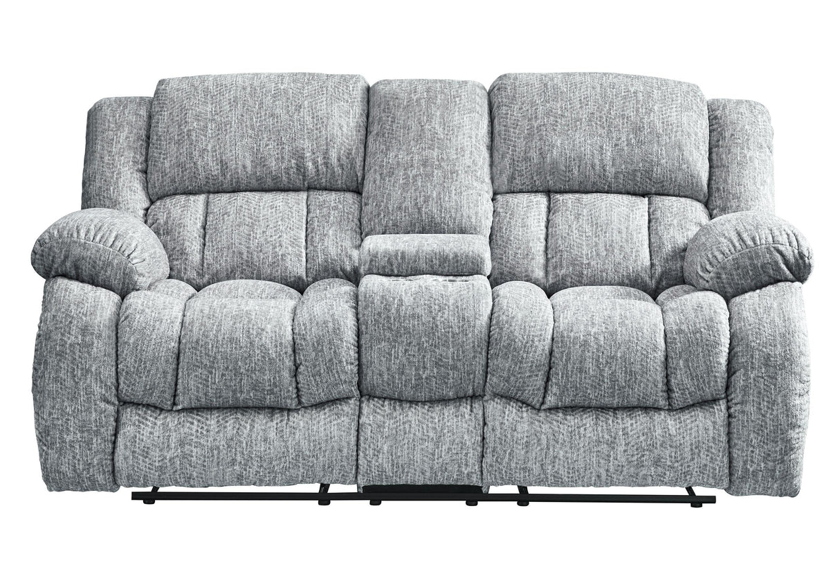 U250 GREY CONSOLE RECLINING LOVESEAT - galleria furniture outlet