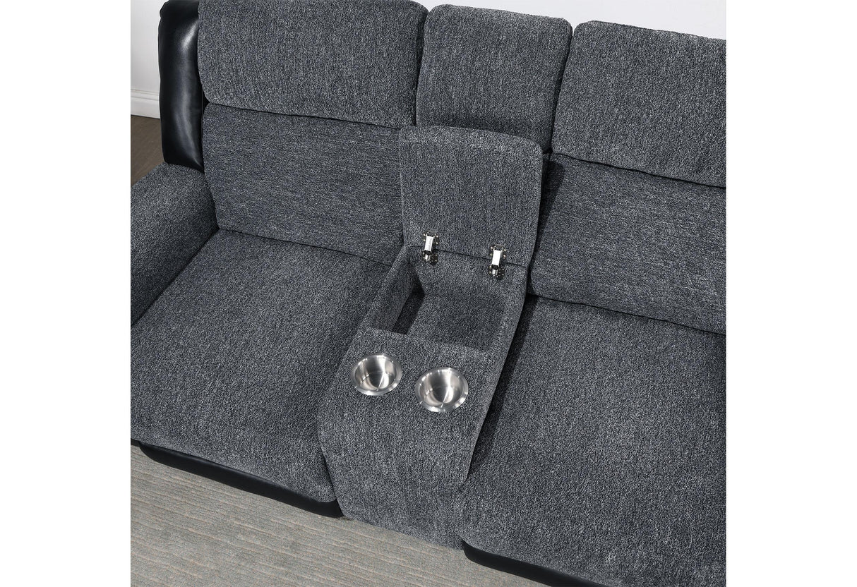 U5914 GREY/BLACK CONSOLE RECLINING LOVESEAT - galleria furniture outlet