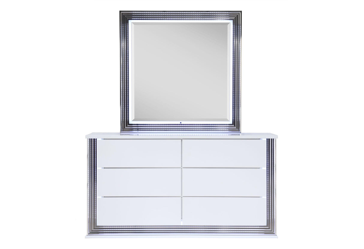 YLIME SMOOTH WHITE DRESSER WITH LED - galleria furniture outlet