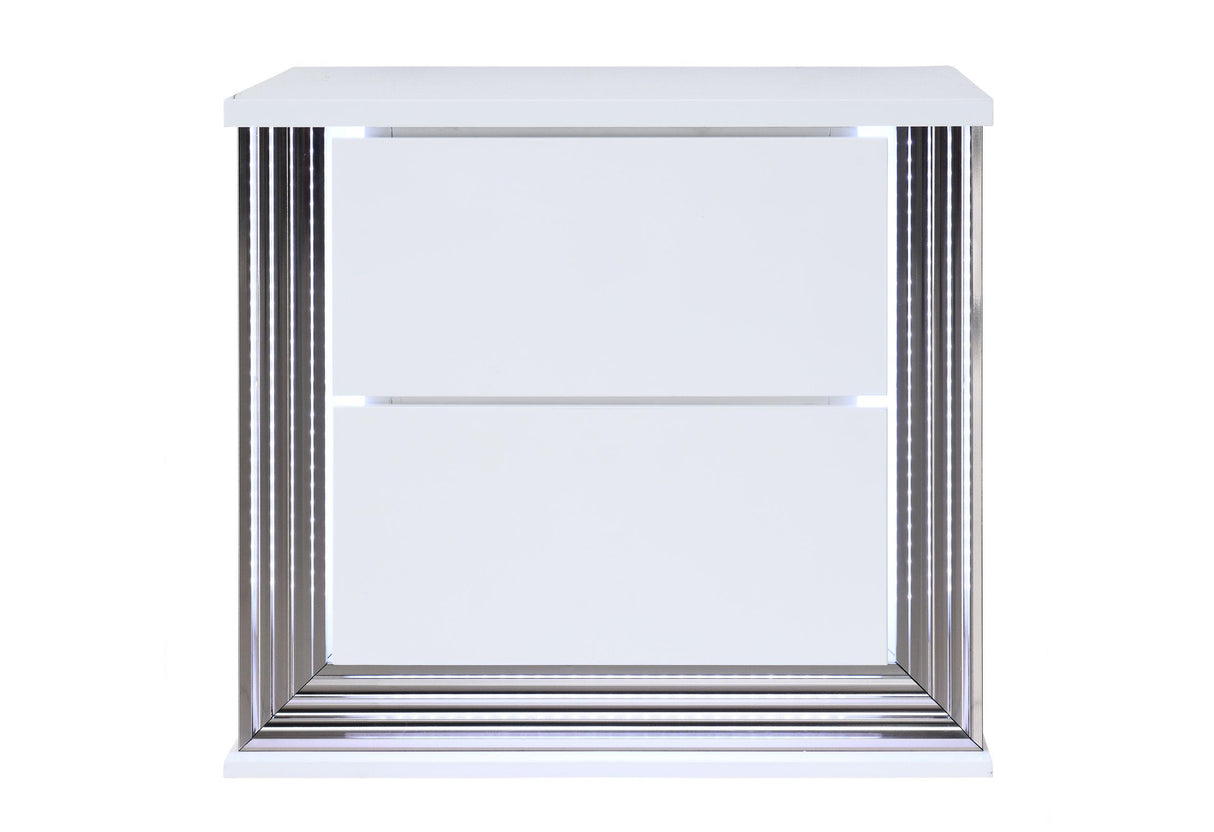 YLIME SMOOTH WHITE NIGHTSTAND WITH LED - galleria furniture outlet