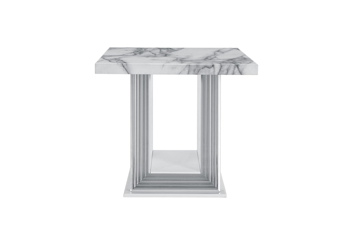 YLIME WHITE MARBLE END TABLE - galleria furniture outlet