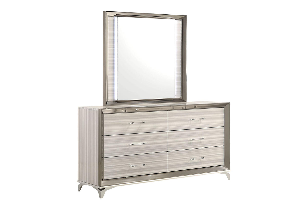 ZAMBRANO WHITE MIRROR WITH LED - galleria furniture outlet