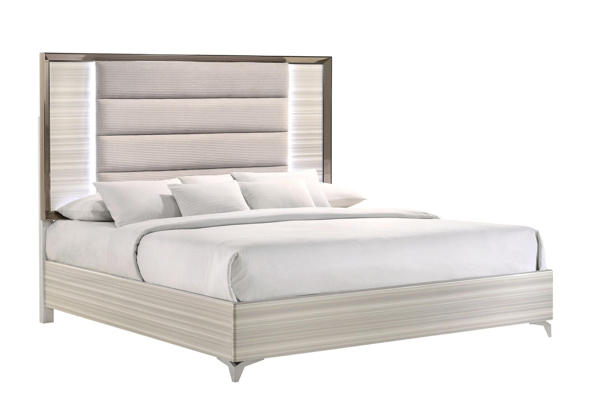 ZAMBRANO WHITE KING BED WITH LED - galleria furniture outlet