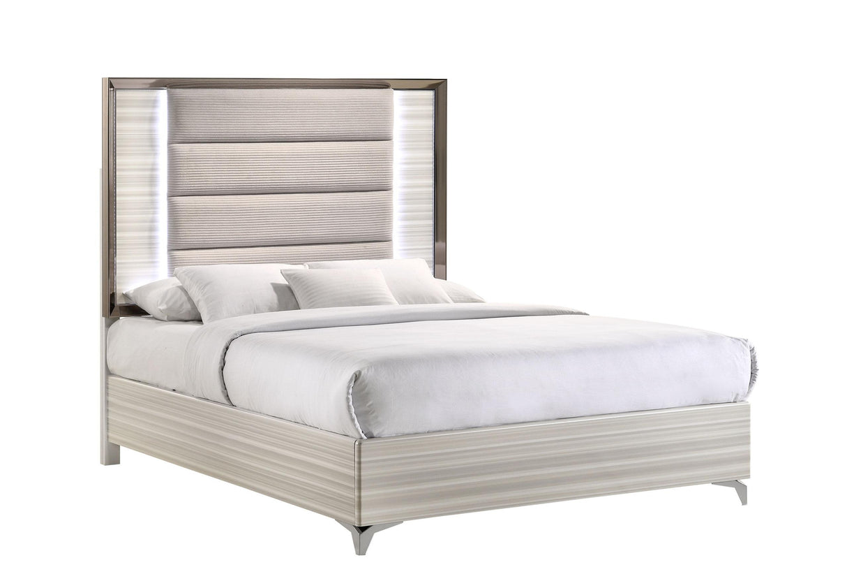 ZAMBRANO WHITE QUEEN BED WITH LED - galleria furniture outlet