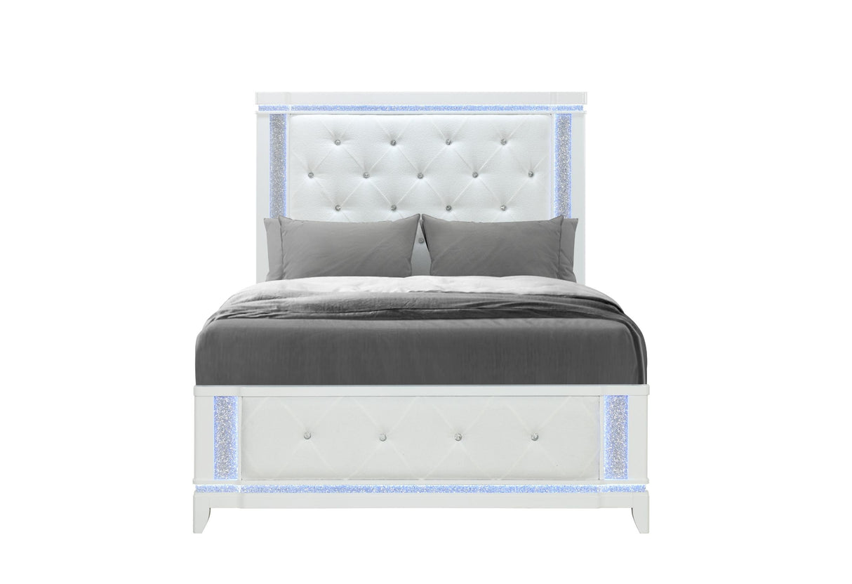 ALINA WHITE FULL BED WITH LED