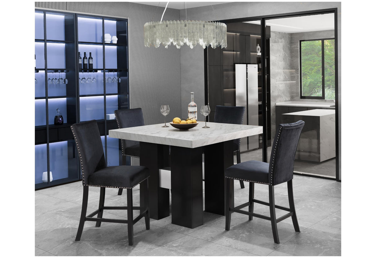 D04 WHITE BAR TABLE AND D04 BLACK BAR STOOL - galleria furniture outlet