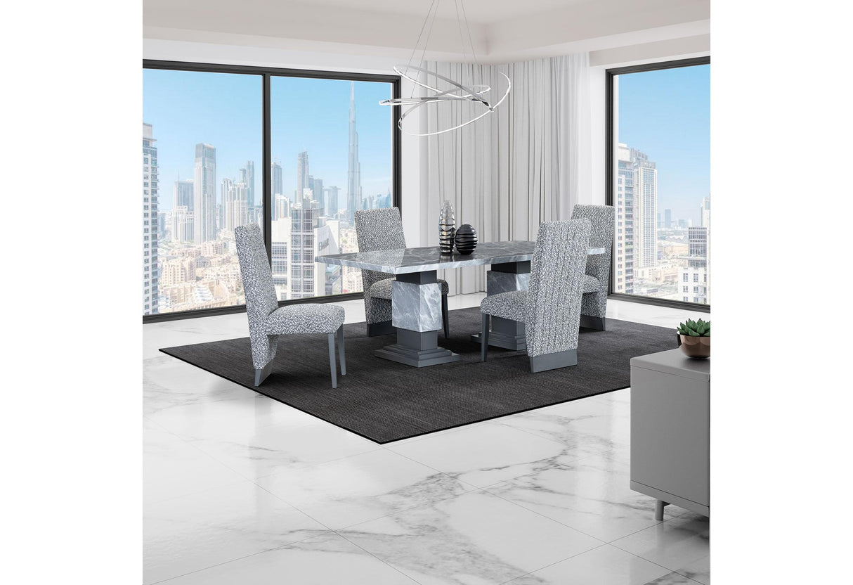 D1212 DINING TABLE + 4 D12DC WHITE/GREY - galleria furniture outlet