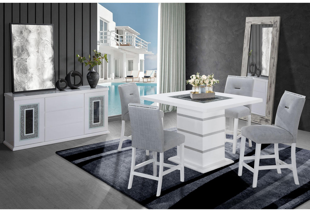 MONACO WHITE BAR TABLE + MONACO BS-N - galleria furniture outlet