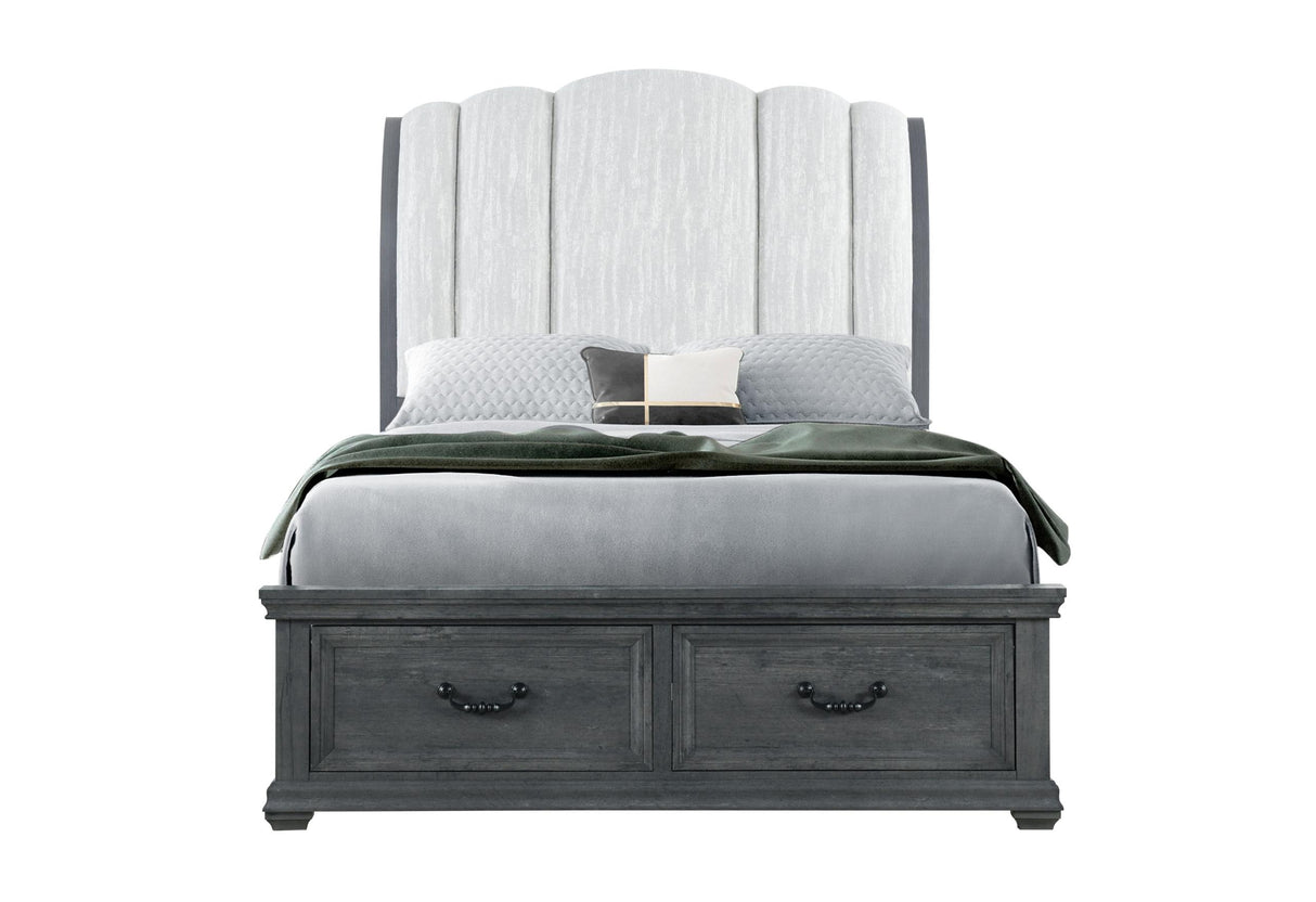 ROWAN GREY STORGAE QUEEN BED - galleria furniture outlet